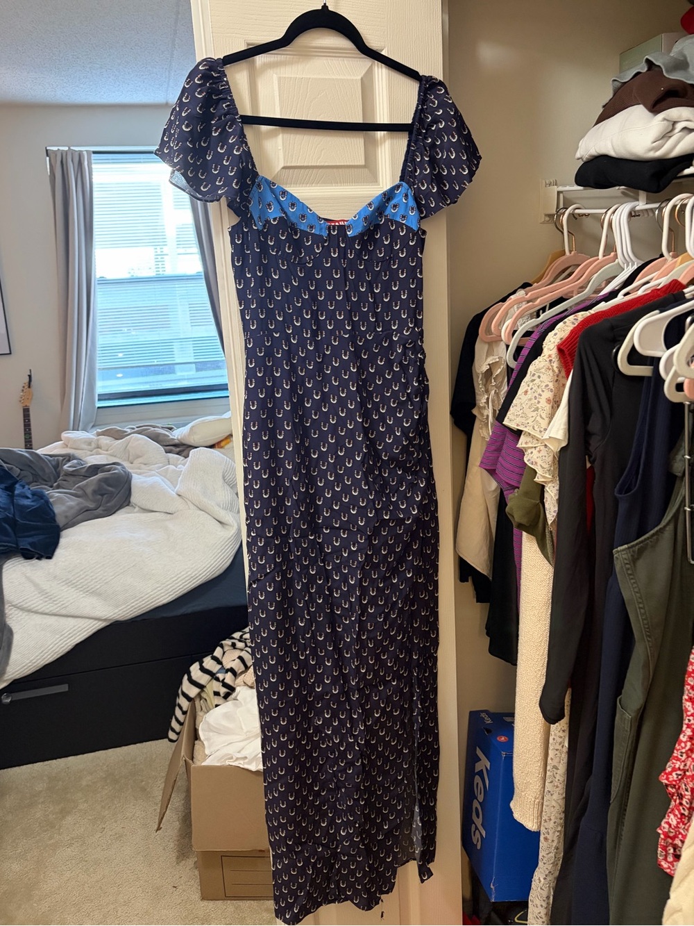 Size 4 - Staud Navy Maxi Dress with Blue Trim